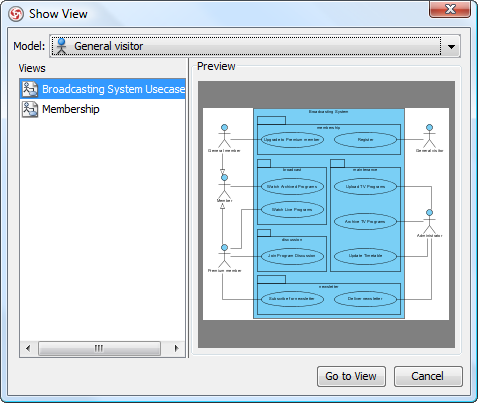 The Show View dialog box