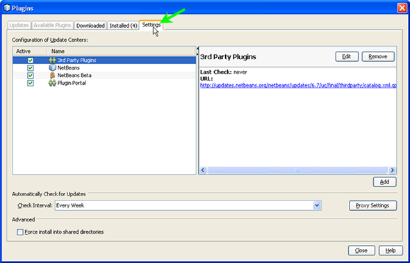 click setting tab