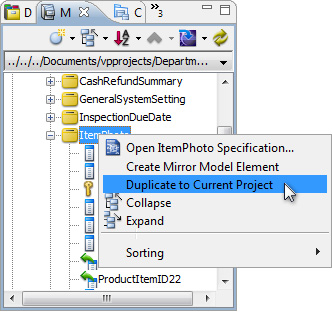 Duplicate model elements from reference project