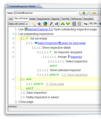 Flow of events editor