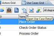 Working with use case grid and flow of events editor