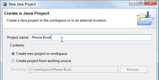 create java project