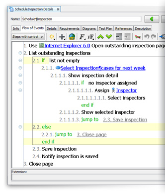 Flow of events editor
