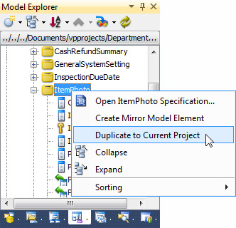 Duplicate model elements from reference project