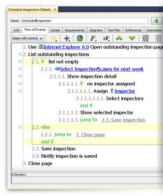 Flow of events editor