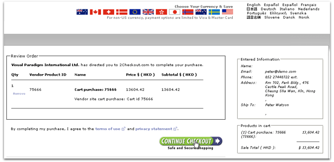 Select payment method.