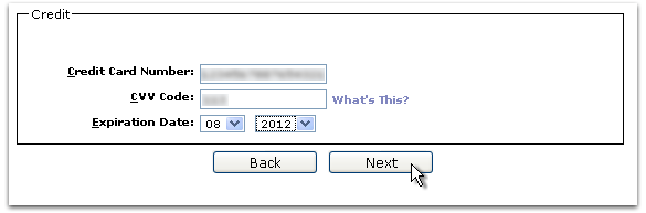 Fill in Credit Card information.