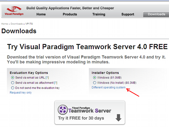 Download TS - select operating system