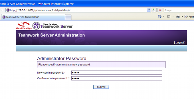 Setup TS - administrator password