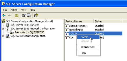 enable tcp ip