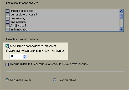check allow remote connection