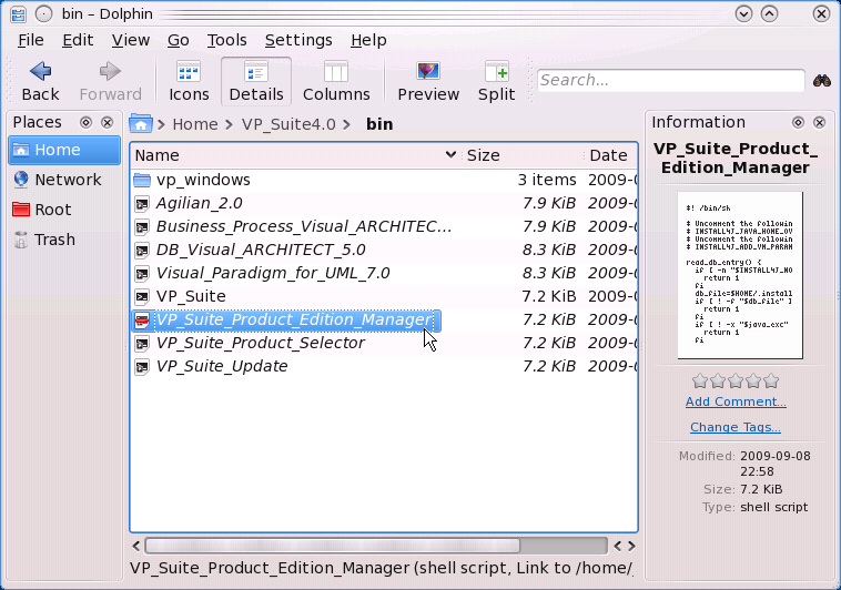 select product edition manager in bin folder