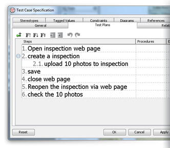 Test case editor for SysML test case model element