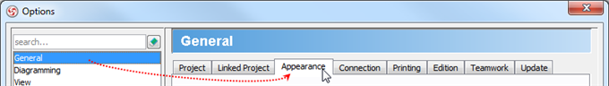 appearance tab