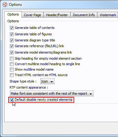 disable newly created elements