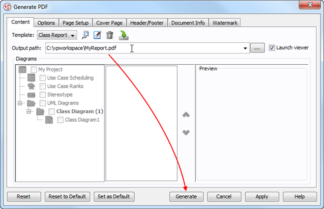 report output path