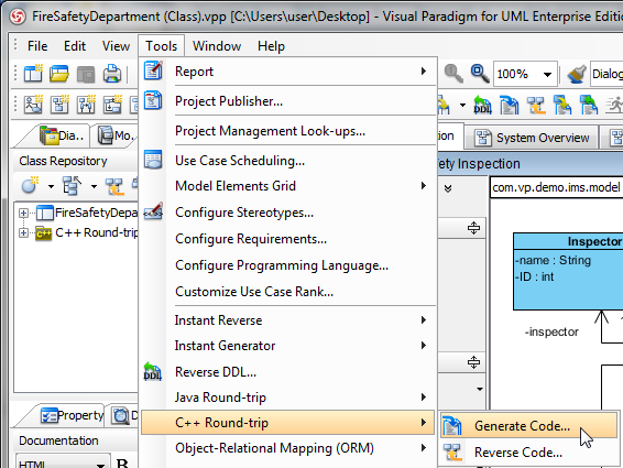 generate code for project