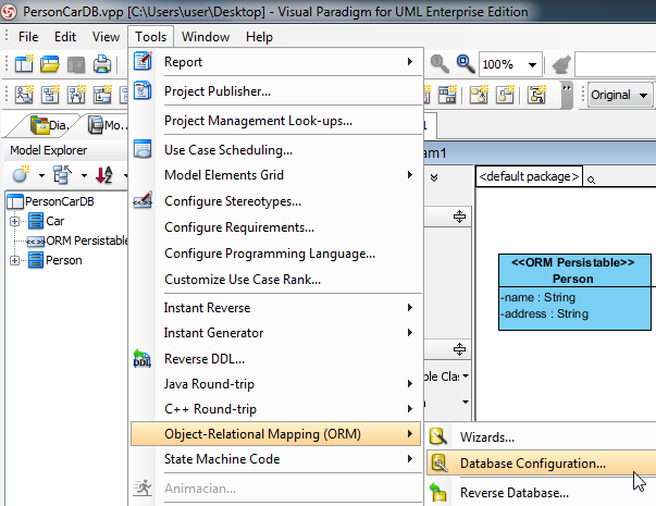 config db menu