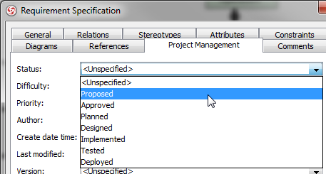 project management tab