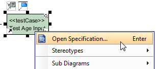 open test case spec