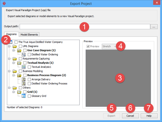 Overview of Export Project window