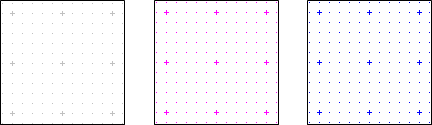 Different grid colors - light gray (default setting), magenta, blue