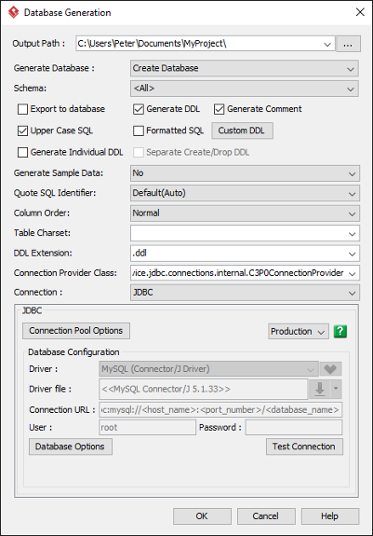 visual paradigm export sql