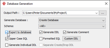 Select Export to database
