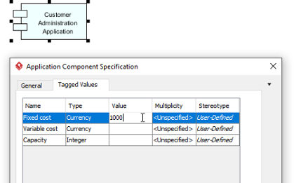 Entering the custom attribute for an Application Component