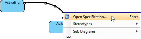 Open specification of transition