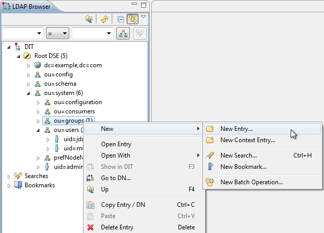 Adding a new entry via LDAP Browser