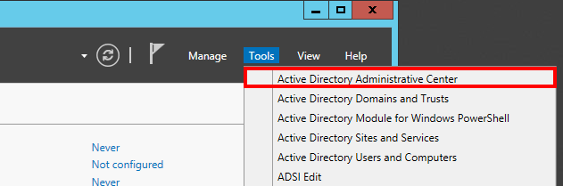 Open Active Directory Administrative Center