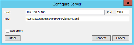 Entering key for server configuration