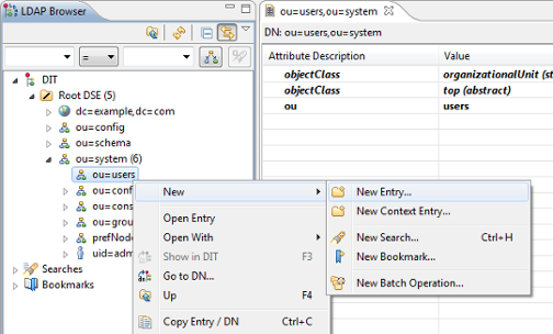 Adding a new entry via LDAP Browser