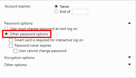 Change to Other password options