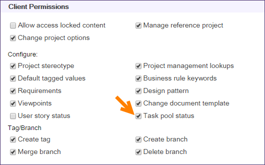 Grant a member the permission to configure Task Pool statuses