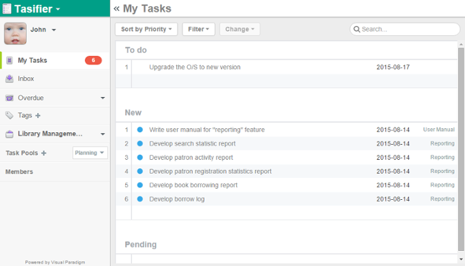 Task pool. My tasks. Responsive tasks tasks in html.